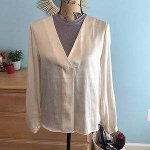 White silky business casual flowy shirt
